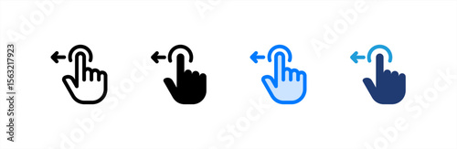 Swipe Left icon set multiple style collection. Vector illustration.