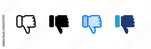 Dislike icon set multiple style collection. Vector illustration.
