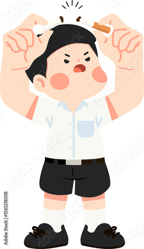 Quadro su tela Cartoon of Person Breaking Cigarette