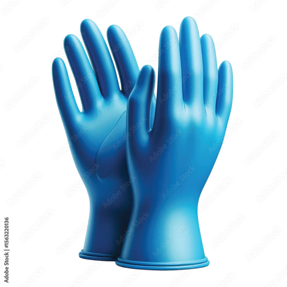 Obraz premium A blue color hand gloves transparent
