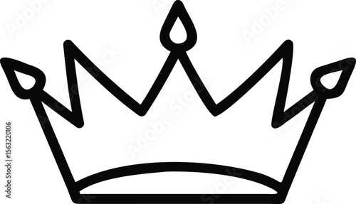 Minimalist crown icon with teardrop shaped points in outline style