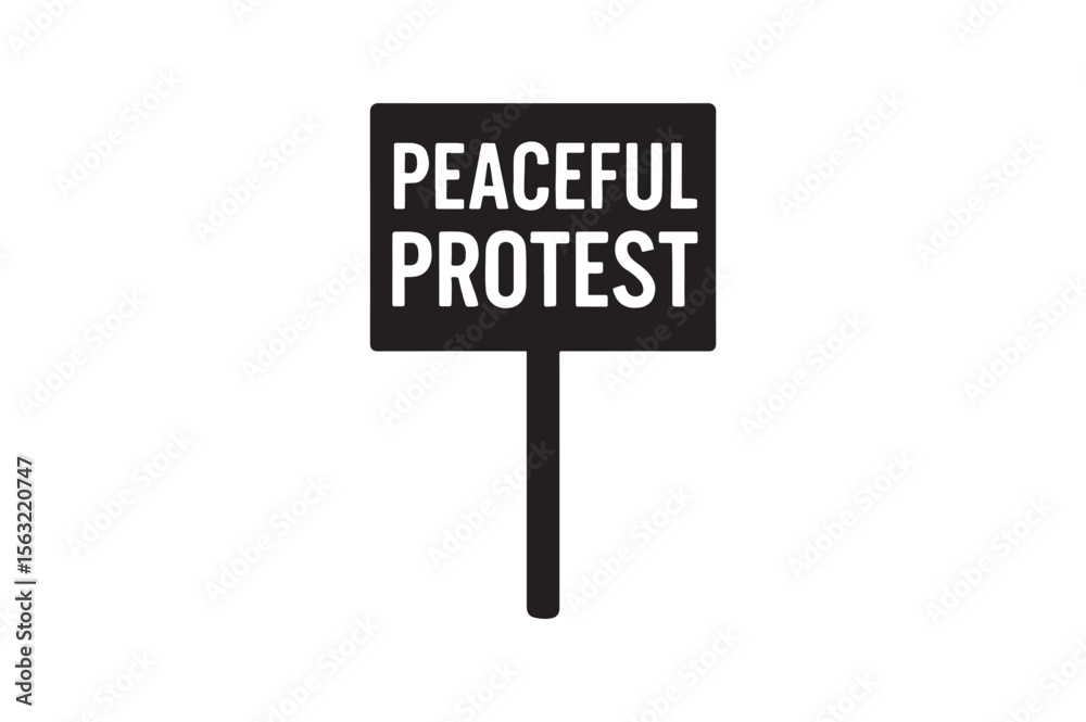 peaceful protest sign silhouette vector art illustration on white background