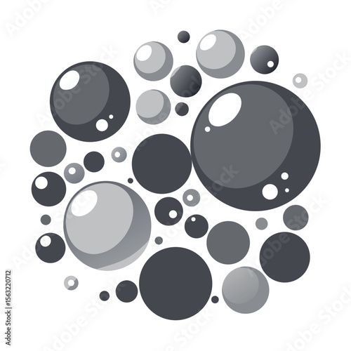 Abstract Gray Bubbles Illustration Circular Design Element