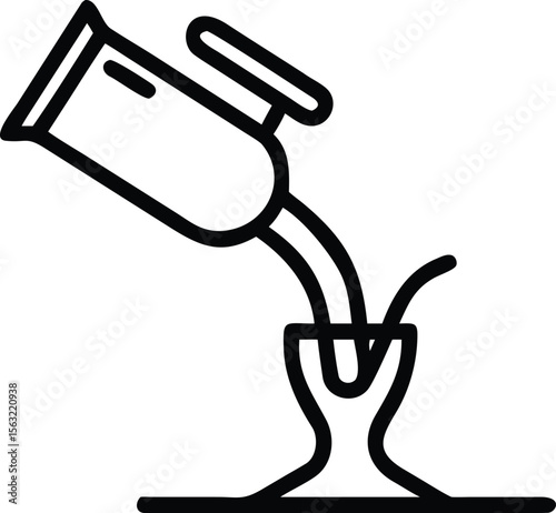 Minimalist line art of drink pouring from pitcher to glass illustration