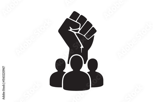 people power symbol silhouette vector art illustration on white background
