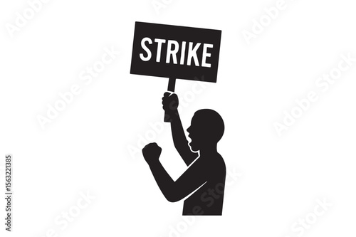 protest strike icon silhouette vector art illustration on white background