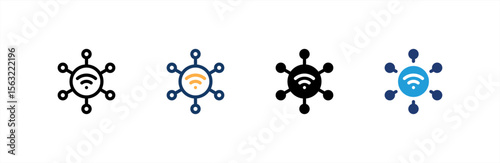Wifi icon set multiple style collection. Vector illustration.