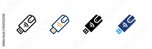 Usb Modem icon set multiple style collection. Vector illustration.