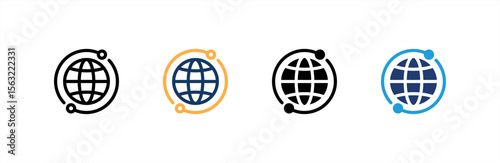 Globe icon set multiple style collection. Vector illustration.