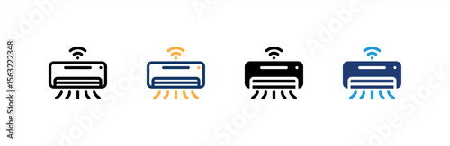 Air Conditioner icon set multiple style collection. Vector illustration.