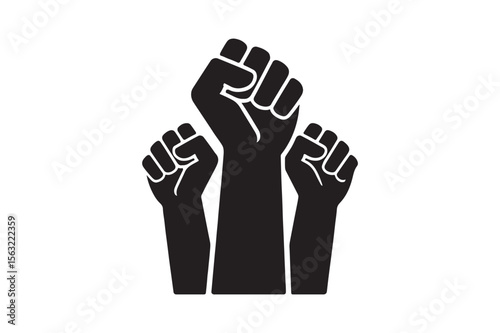 unified fists silhouette vector art illustration on white background
