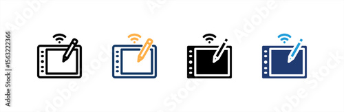 Pen Tablet icon set multiple style collection. Vector illustration.