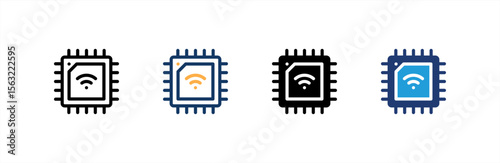 Chip icon set multiple style collection. Vector illustration.