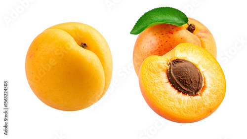 ripe apricots isolated on white background