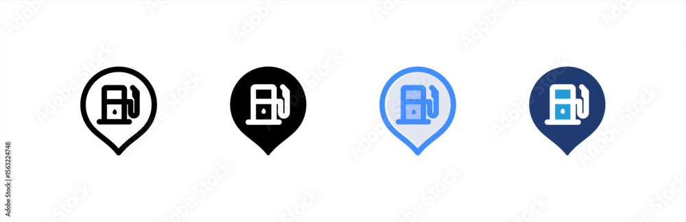 Gas Station icon set multiple style collection. Vector illustration. Gas Station icon set multiple style collection. Vector illustration.