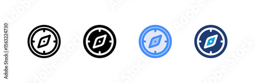 Compass icon set multiple style collection. Vector illustration.