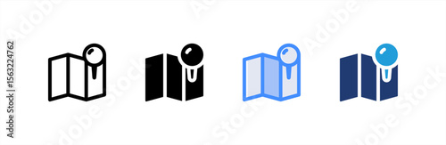 Map icon set multiple style collection. Vector illustration.