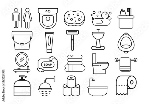 Bathroom Stuff Lined Icon Element