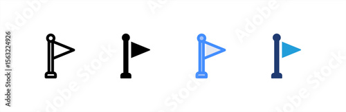 Flag icon set multiple style collection. Vector illustration.