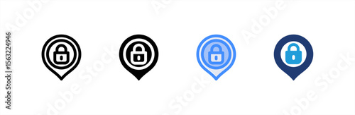 Locked icon set multiple style collection. Vector illustration.