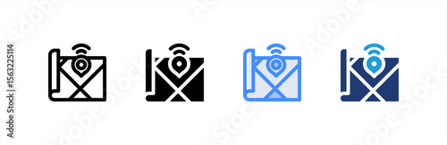 Location icon set multiple style collection. Vector illustration.