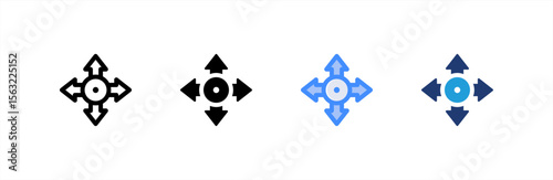 Road Intersection icon set multiple style collection. Vector illustration.