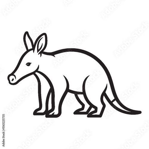 African Mammal Aardvark Vector - Zoological Aardvark Lineart - Animal Aardvark Icon - Scientific Vector Lineart of Aardvark Creature for Biology.

