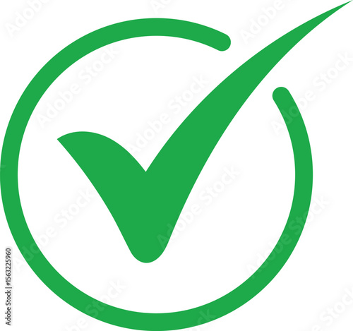 Green Checkmark Circle Approval, Confirmation, and Success Symbol
