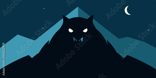 Mountain Shadow Shaped Like A Giant Beast At Night