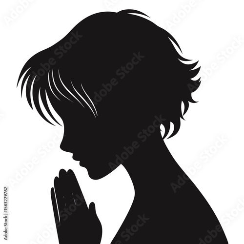 Woman silhouetted praying hopeful faith belief