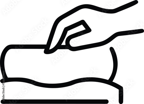 Outline illustration of hand wringing out a cloth or sponge cleaning icon