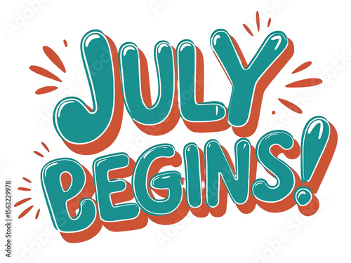 July Begins Fun Cartoon Lettering with Splash Effects