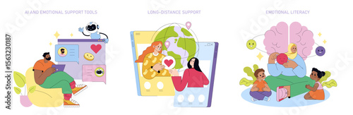 AI and Emotional Support in Vector Illustration