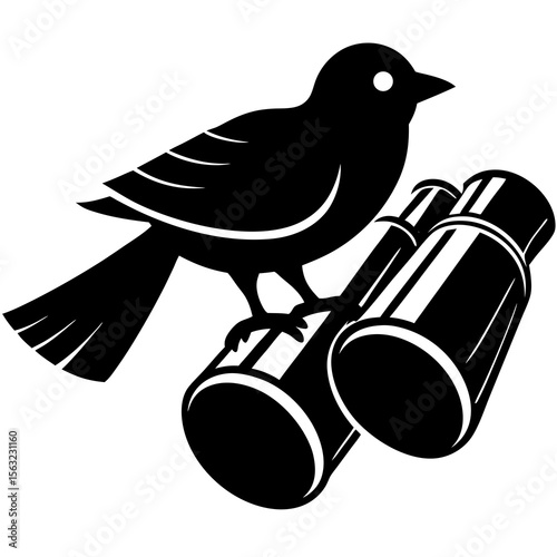 Binoculars and Bird Silhouette