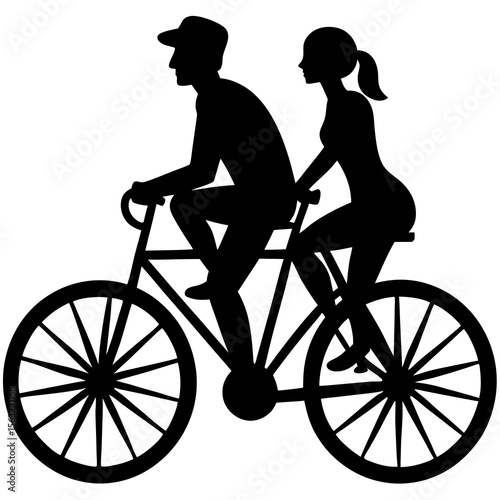 Couple Biking Together Silhouette