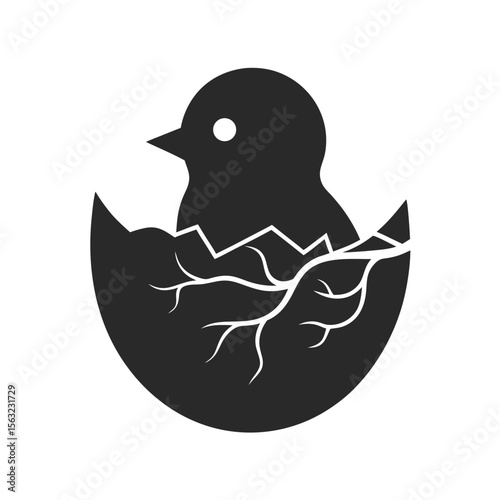 Hatching Bird silhouette vector illustration