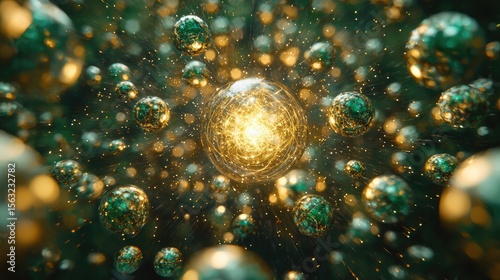 Exploring quantum particles in motion digital realm abstract art futuristic environment close-up view science concepts
