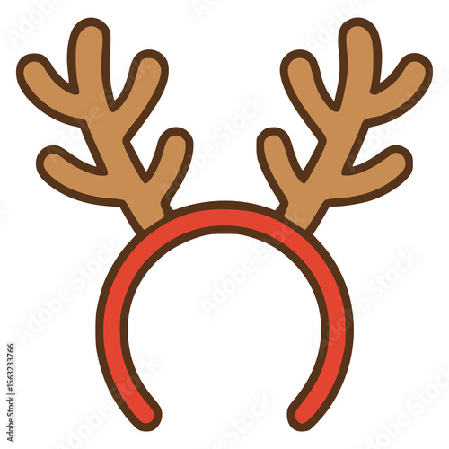cute reindeer antlers headband accessories flat color vector illustration template design