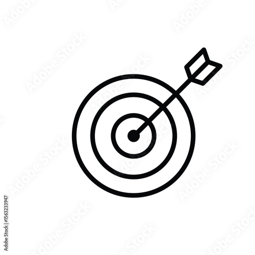 Black Arrow Hitting Target Center on White Minimalist Icon