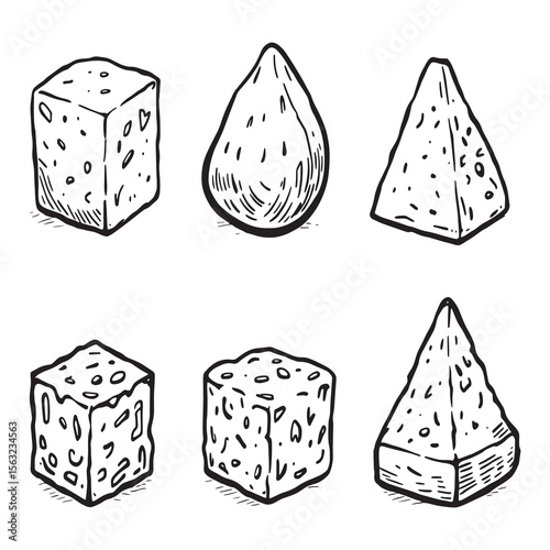 Organic Natural Jaggery Illustration Line Art Style