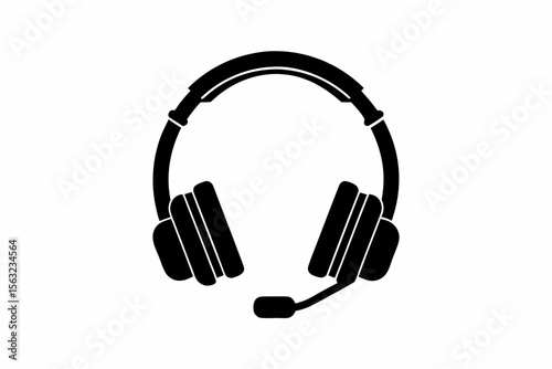 Headset icon silhouette vector illustration