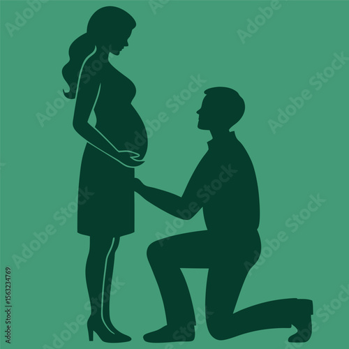 Expectant couple silhouette tender moment pregnancy