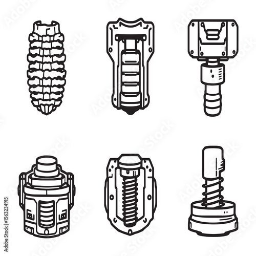 Orthopedic fixation devices hand drawn vector sketch
