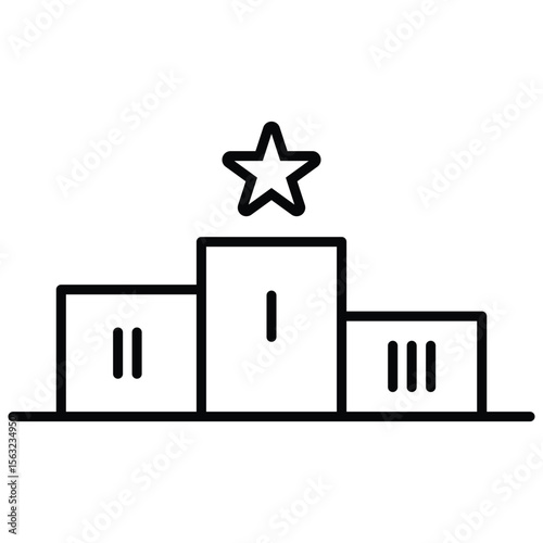 Minimalist Podium with Star, Black and White Line Art for Award Ceremony