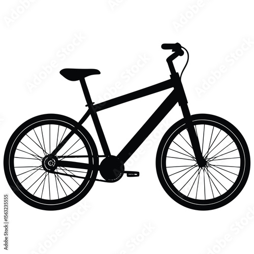 Black electric bicycle silhouette with thin spokes and sleek frame e bike black silhouette