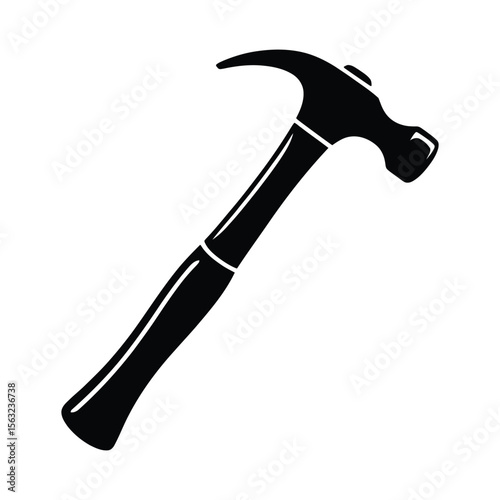 Black silhouette of a claw hammer isolated on white background