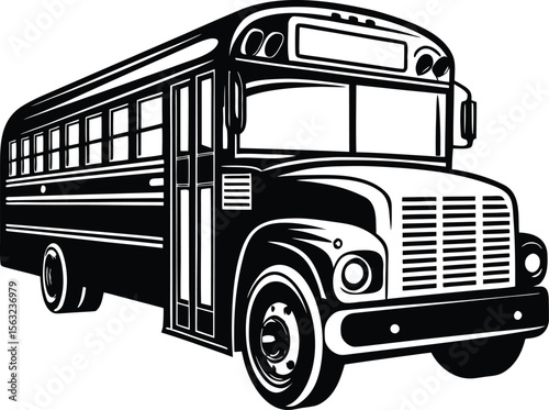 Vintage retro old bus vector illustration isolated on white, a classic vehicle for transportation or school travel, old car, vehicle art, cartoon, bus icon, street