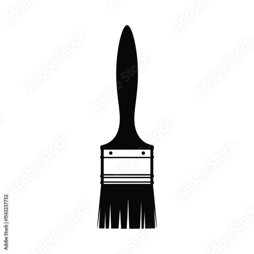Black silhouette of a paint brush isolated on white background