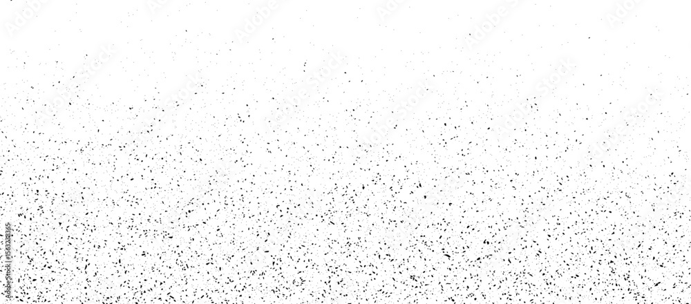 Obraz premium Black stippled halftone gradient texture. Grunge dotted noise background. Black gritty splattered sand overlay. Curved distressed sprayed dot work grain with specks, dust, dots, speckles