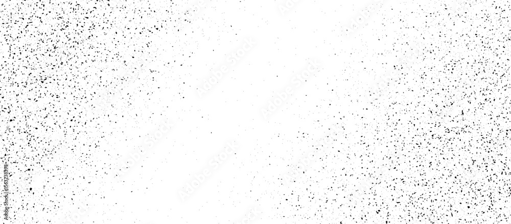 Obraz premium Black stippled halftone gradient texture. Grunge dotted noise background. Black gritty splattered sand overlay. Curved distressed sprayed dot work grain with specks, dust, dots, speckles